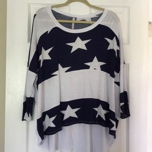 Navy and white blouse